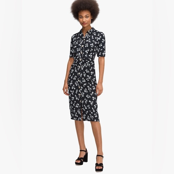 kate spade Dresses & Skirts - NWT Kate spade Dandelion Floral Shirtdress women’s size 8 black white